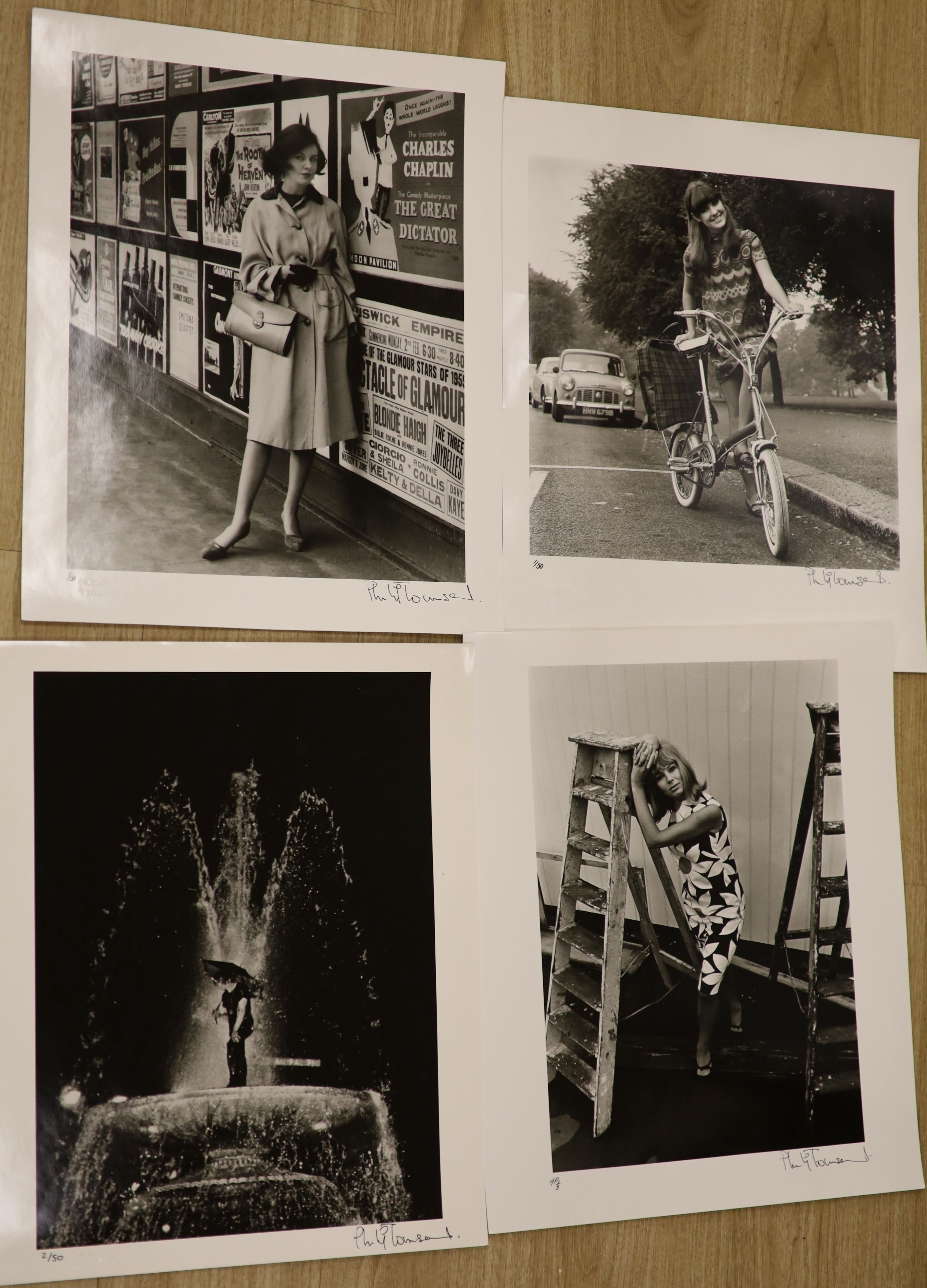 Philip Townsend (1940-2016), four silver gelatin prints signed and numbered by the photographer in black ink and blindstamped to the lower border, Fashion images, 50 x 40cm overall, unframed.